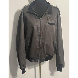 Vintage Snap-on Jacket Mens Gray Bomber Workwear‎ Nylon Zip Pockets Tool Logo